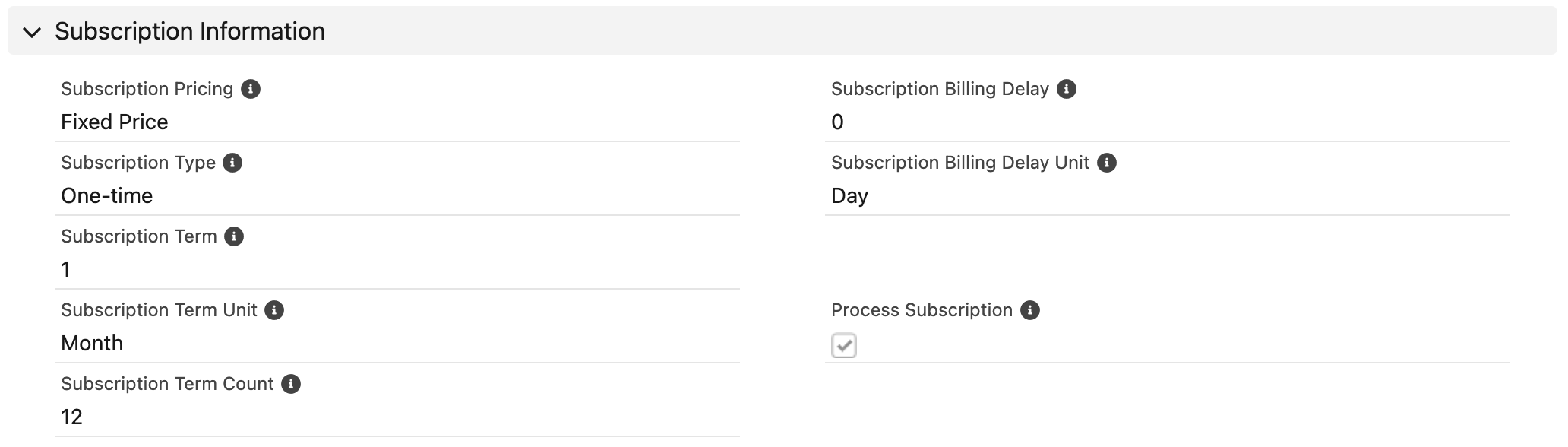 Subscription Product Configuration