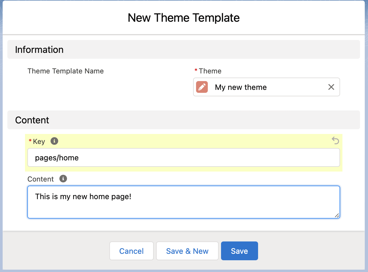 New theme template