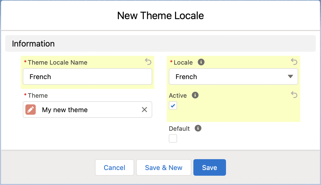 Second theme locale