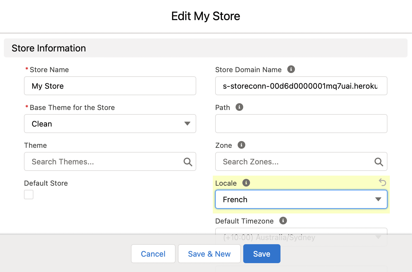 Set store locale